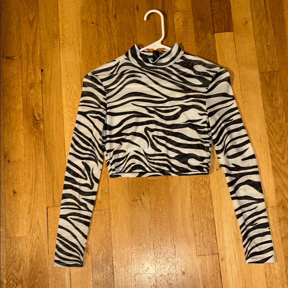 Zebra Print Long Sleeve Top
